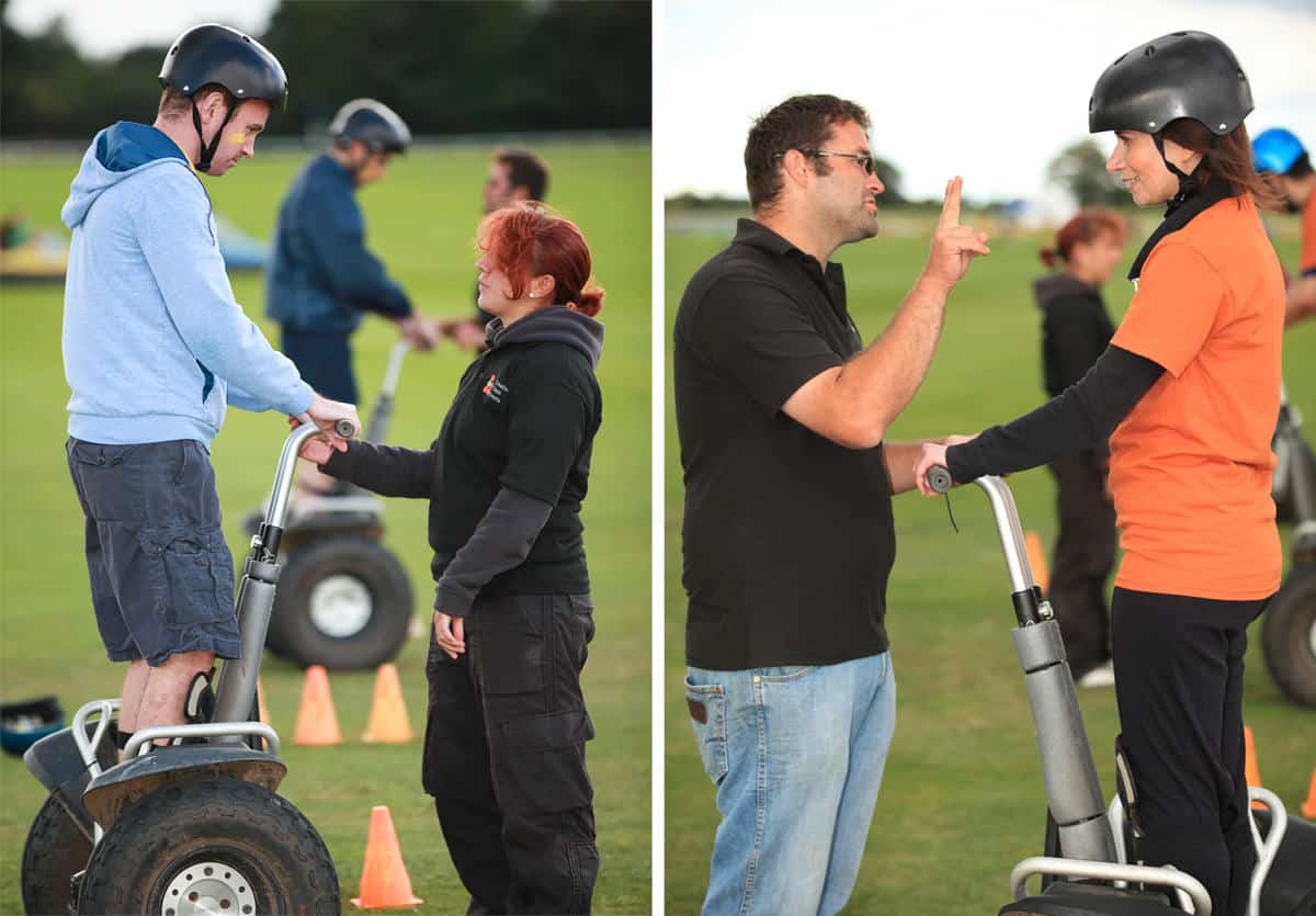 Segways used in a teambuilding activity