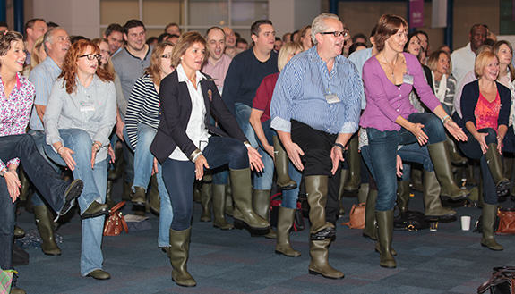 Audience gum boot dancing